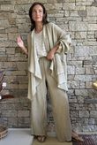 Rustic Nature Bubble Cotton Split Kick Pant Washed Oat